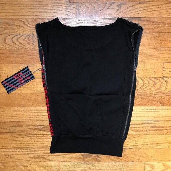 Lip Service Vintage Batz & Bones Punk Goth Y2K Zipper Cheetah Print Top XS - Picture 5 of 8